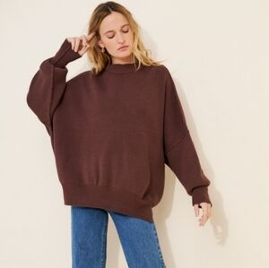 Free People Easy Street Tunic Sweater in Chocolate